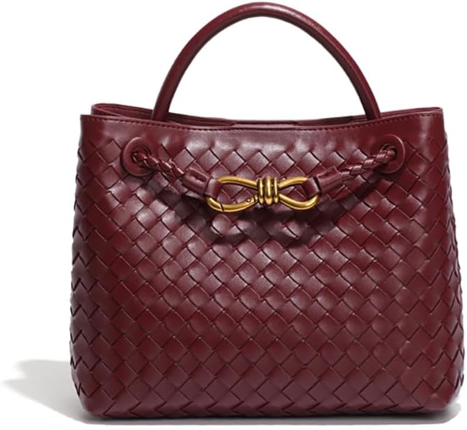 Women's Handmade Woven Top-handle Bag Ladies' Fashion Leather Shoulder Handbag Crossbody Purse