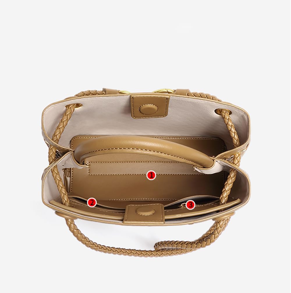 Women's Handmade Woven Top-handle Bag Ladies' Fashion Leather Shoulder Handbag Crossbody Purse