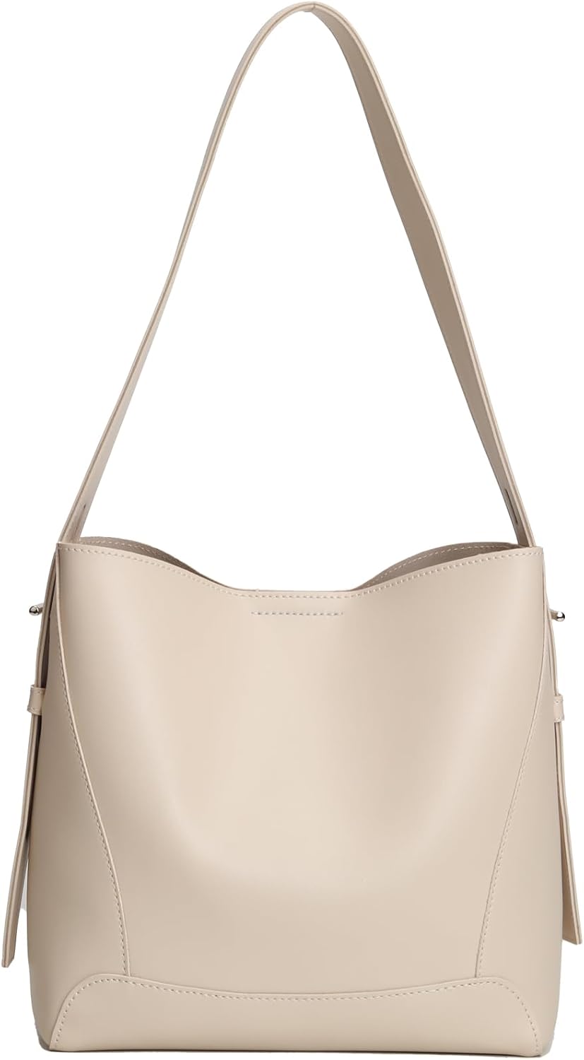 Leather Bucket Tote Purse for Women Tote Bag and Handbags Shoulder Bag with Pockets and Magnetic Snap