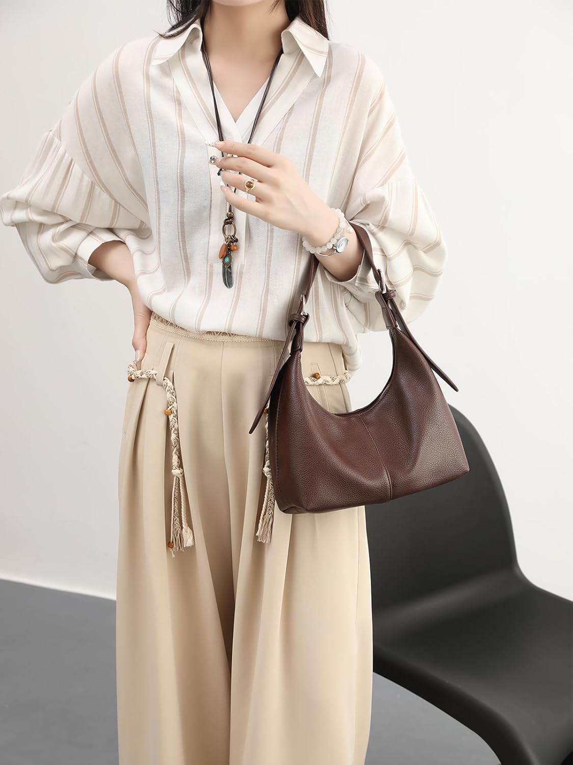 Women's Bags: Soft Vegan Leather Crescent Shoulder Bags, Casual Totes & Crossbody Bags