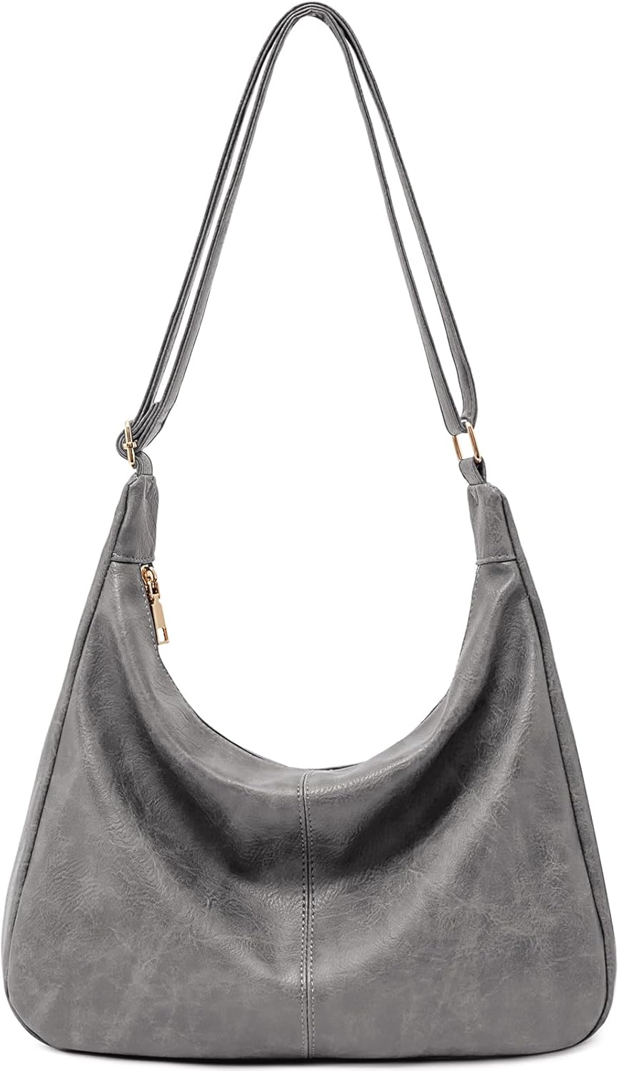 Women's Bags — Foldable Vegan Leather Shoulder Bag | Relaxed-Style Tote | Crossbody Bag