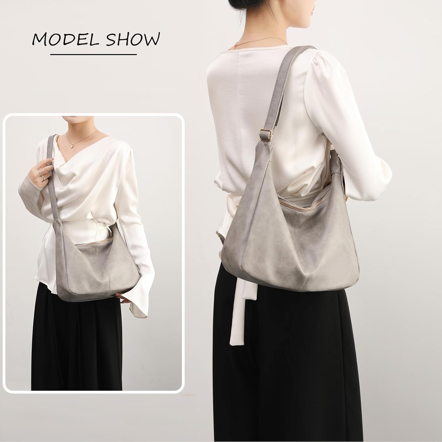 Women's Bags — Foldable Vegan Leather Shoulder Bag | Relaxed-Style Tote | Crossbody Bag