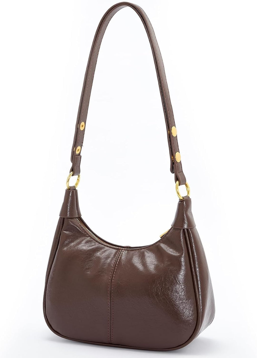 Women's Shoulder Bag | Small Bag | Half-Moon Vintage-Style Handbag | Zippered Mini Clutch