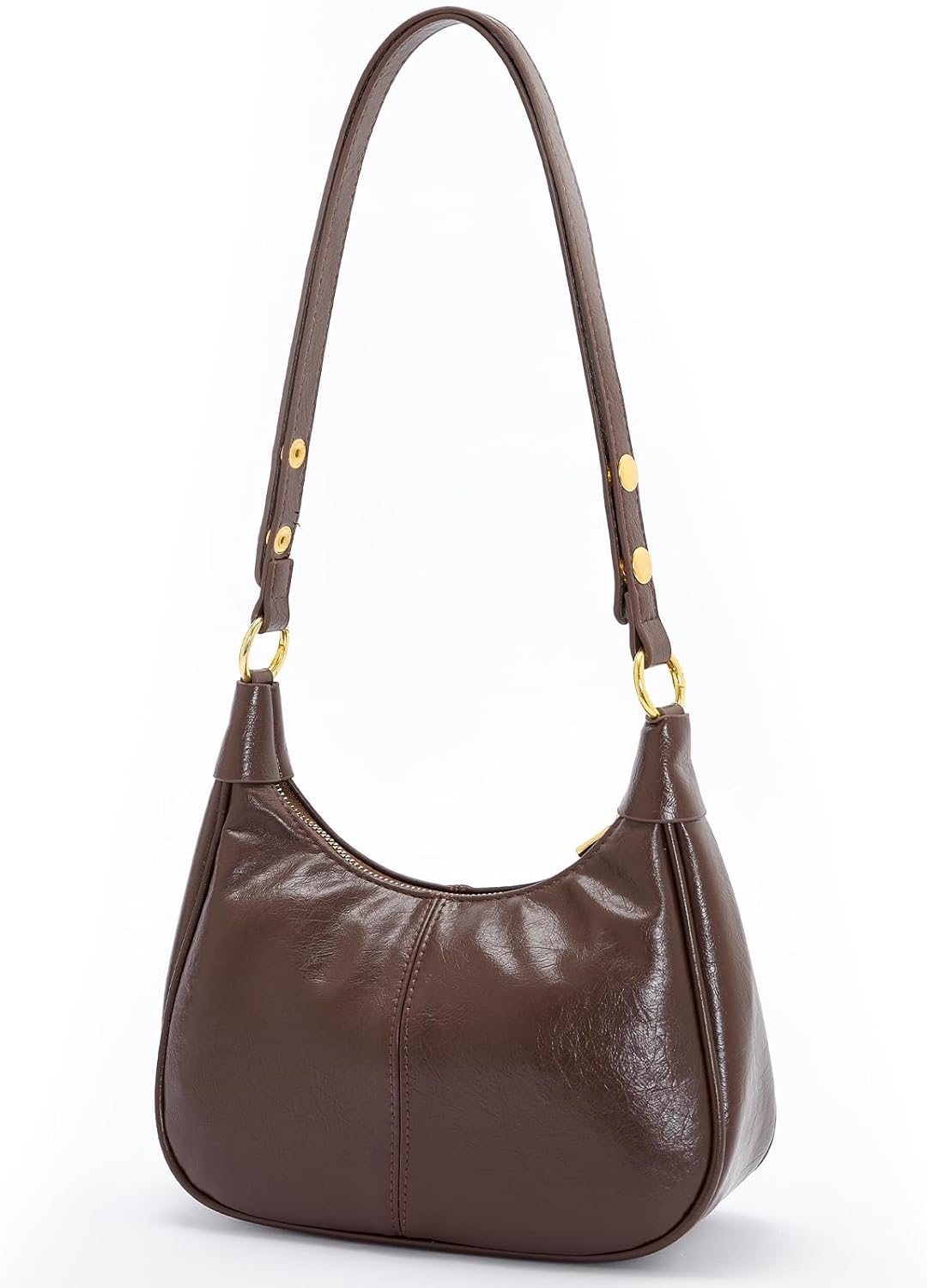 Women's Shoulder Bag | Small Bag | Half-Moon Vintage-Style Handbag | Zippered Mini Clutch