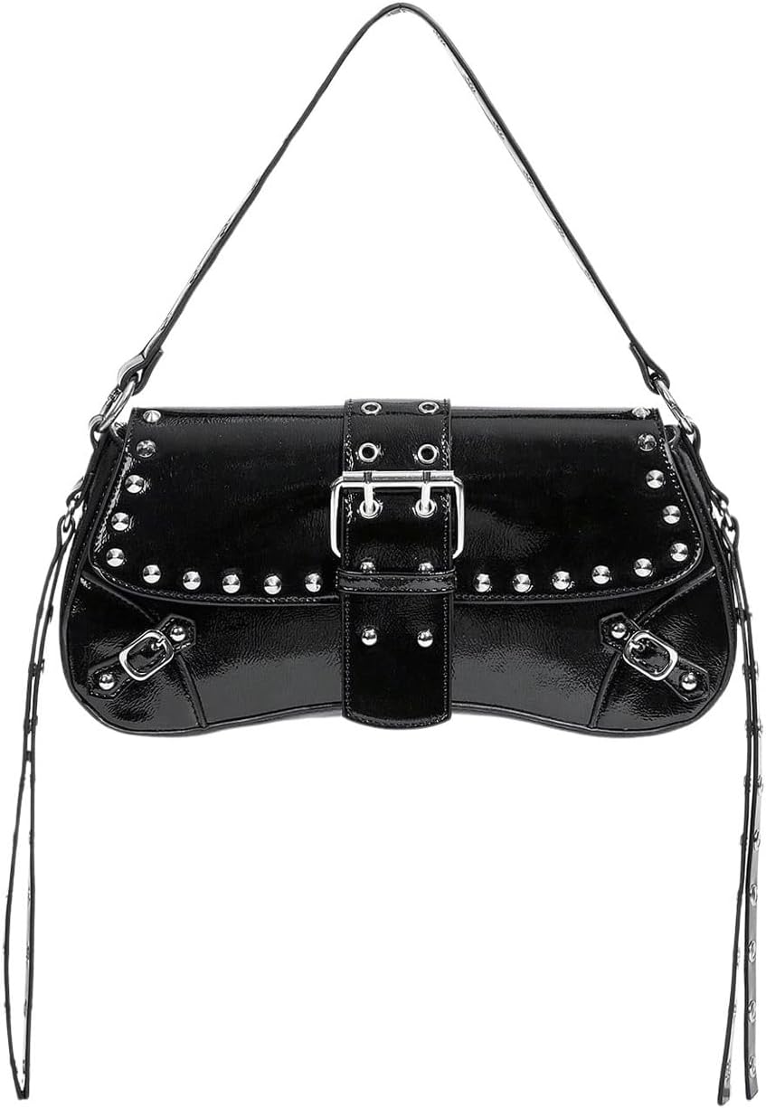 Women's Y2K Style Bags | Trendy Gothic Studded Punk-Style Leather Shoulder Bag