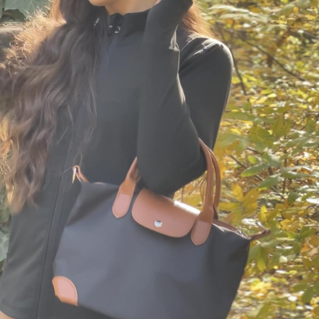 NylonBag for Women Small Work Tote Bag Lightweight Waterproof Ladies Handbag with Guitar Strap