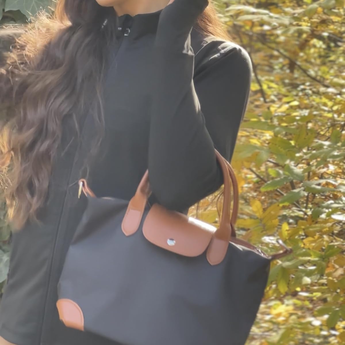 NylonBag for Women Small Work Tote Bag Lightweight Waterproof Ladies Handbag with Guitar Strap
