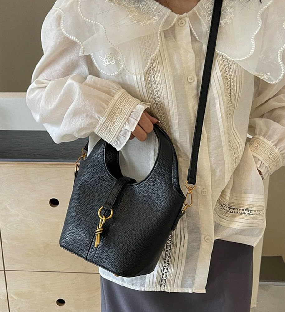 Women Bucket Bag PU Leather Hobo Bag Fashion Shoulder Crossbody Bag Vintage Tote Bag Small Handabg Purse