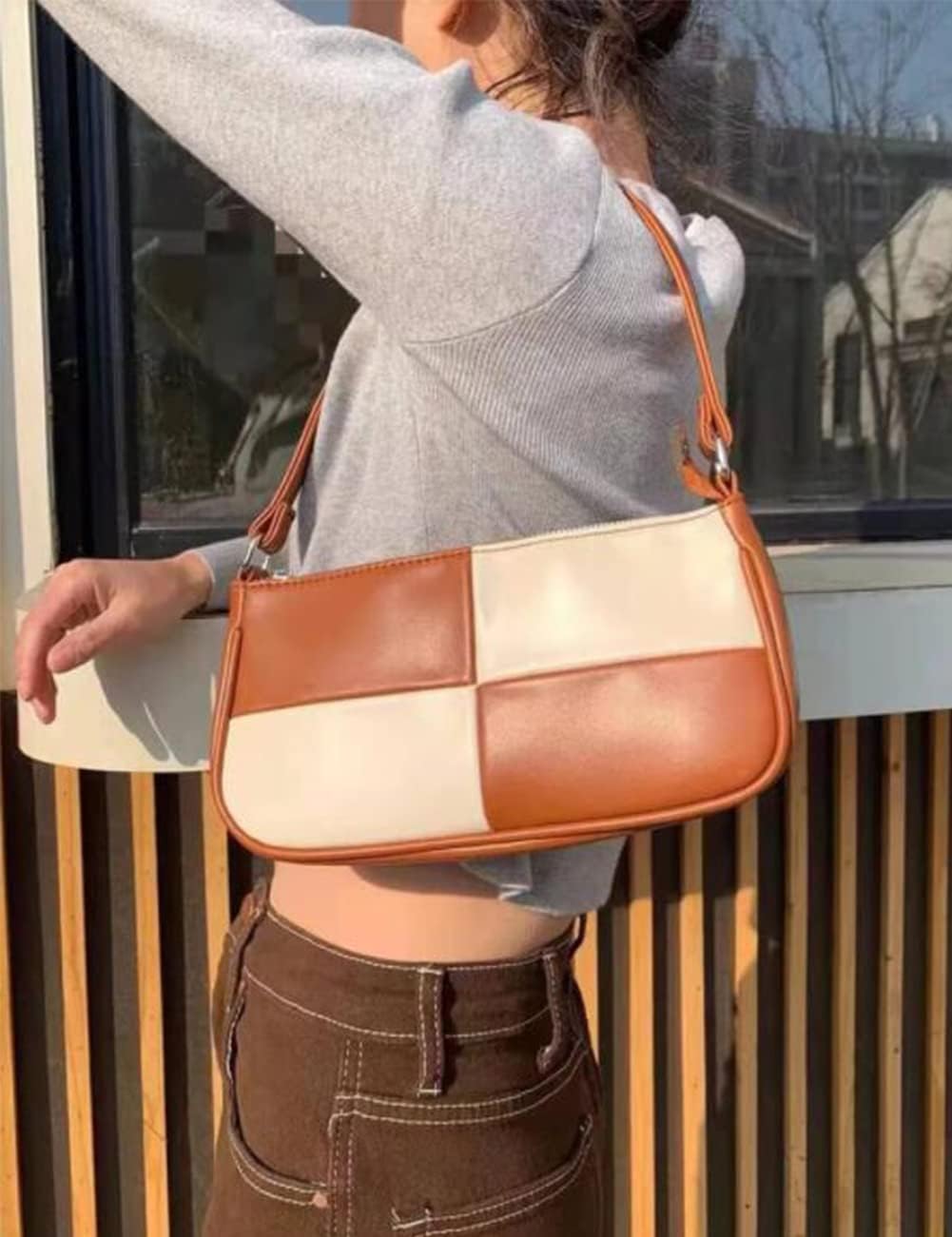 Women's Shoulder Bags: Vintage Vegan Leather Classic Clutches & Totes (Zipper Closure)