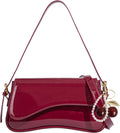 Women's Stylish Black Bags | Y2K-Style Faux Leather Clutch (with Cherry Charm) | Crossbody, Shoulder & Handbag