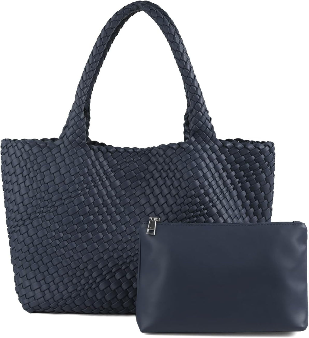 Handmade Woven Bag Satchel Handbag For Women Vegan Leather Tote Bag With Purses Travel Shoulder Bag Underarm Bag