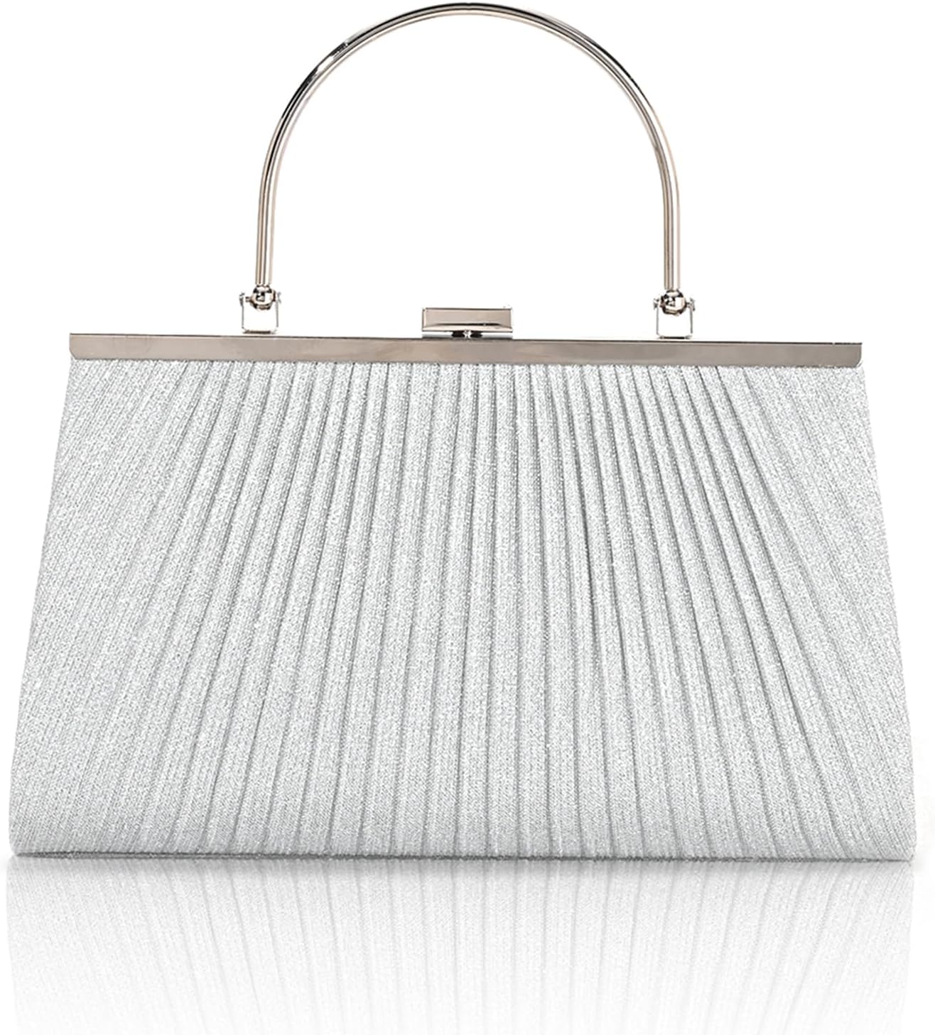 Evening Bag for Women Sparkly Handbag with Chain, Women's Shoulder Bag Pleated Clutch Purse for Wedding, Prom, Party