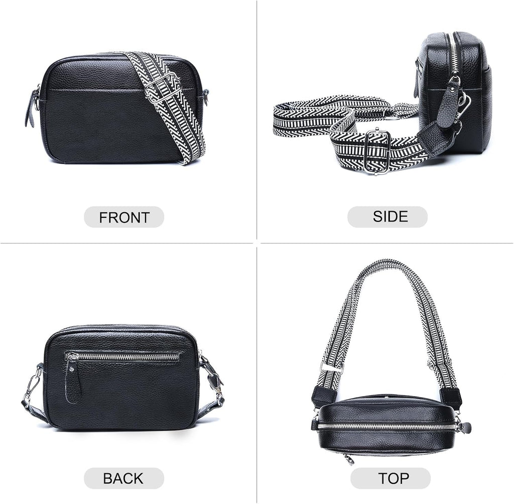 SmallBags for Women Genuine Leather, Guitar Strap Shoulder Handbag Purse Camera Bag with  Card Slots
