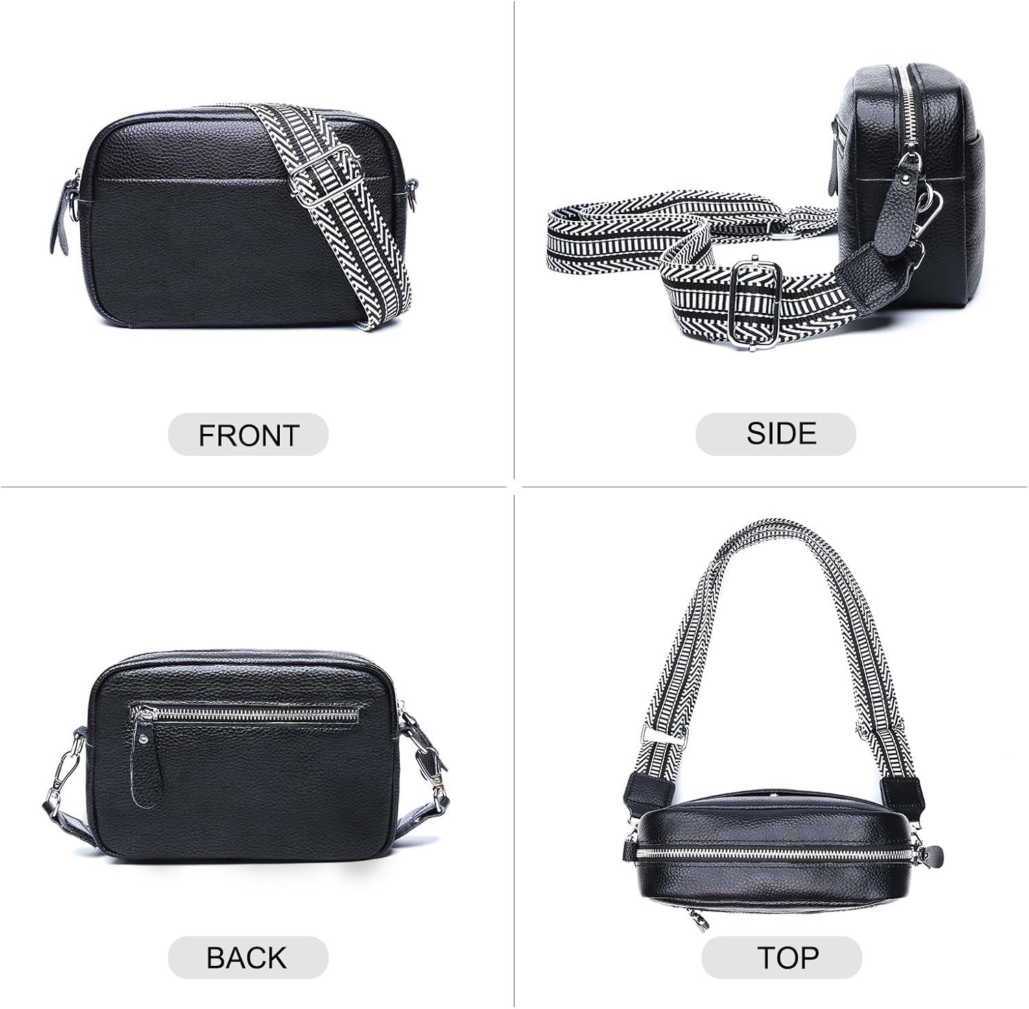 SmallBags for Women Genuine Leather, Guitar Strap Shoulder Handbag Purse Camera Bag with  Card Slots