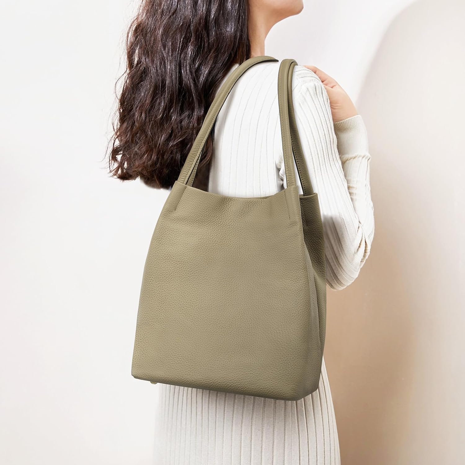 Women Soft Genuine Leather Totes Shoulder Bag Purses and Handbags with Top Magnetic Snap Closure