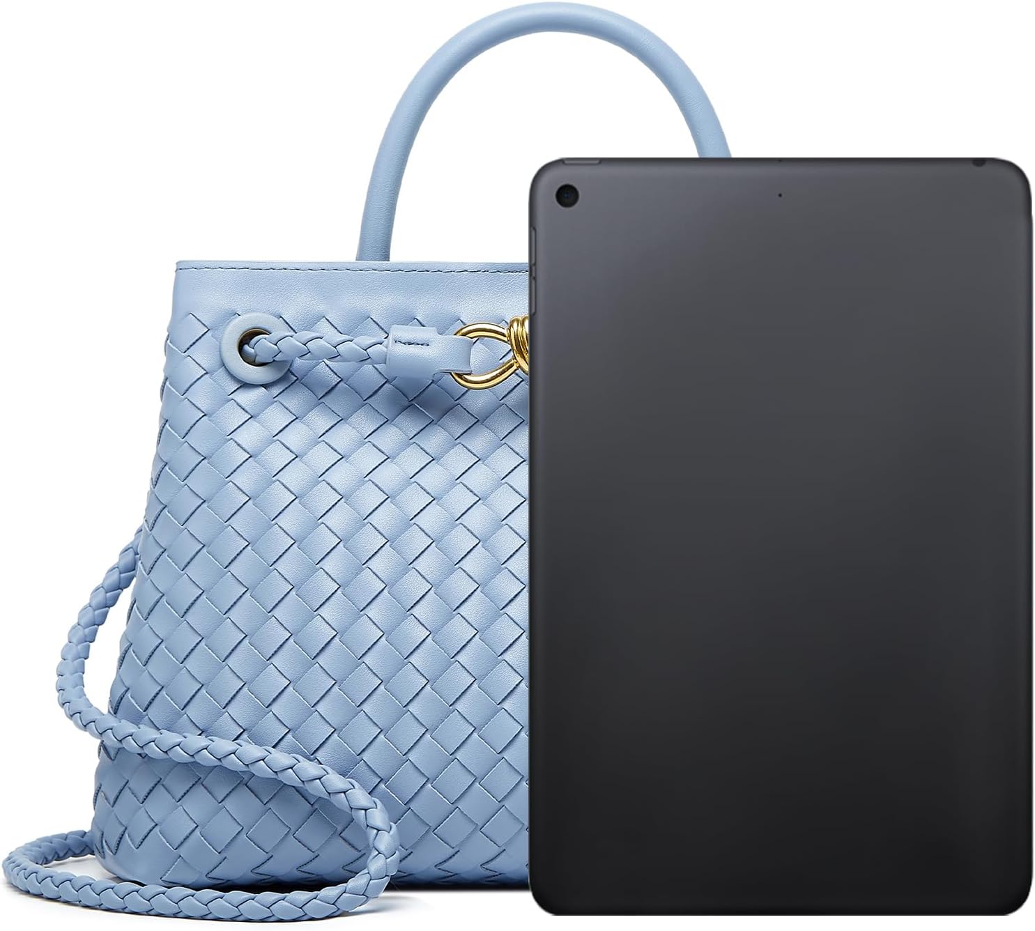 Woven Bag for Women Shoulder Purse: Vegan Leather Handbag - Handmade Tote Bag - Elegant Satchel Bag with Bowknot