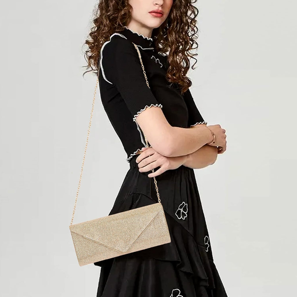 Clutch Purses for Women, Sparkling Envelope Evening Bag with Detachable 2 Pcs Chain