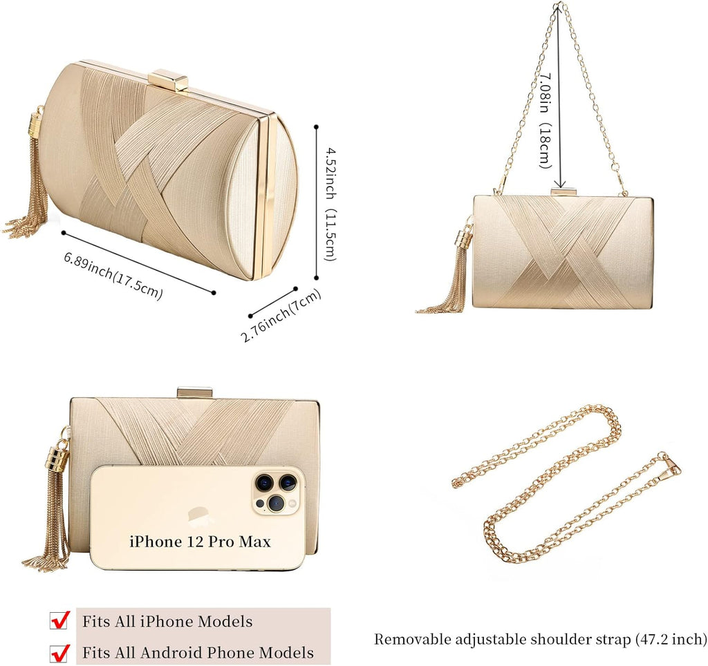 Clutch Purses For Women Tassel Evening Clutch bag Cross Body & Shoulder Bag For Wedding Night out Party