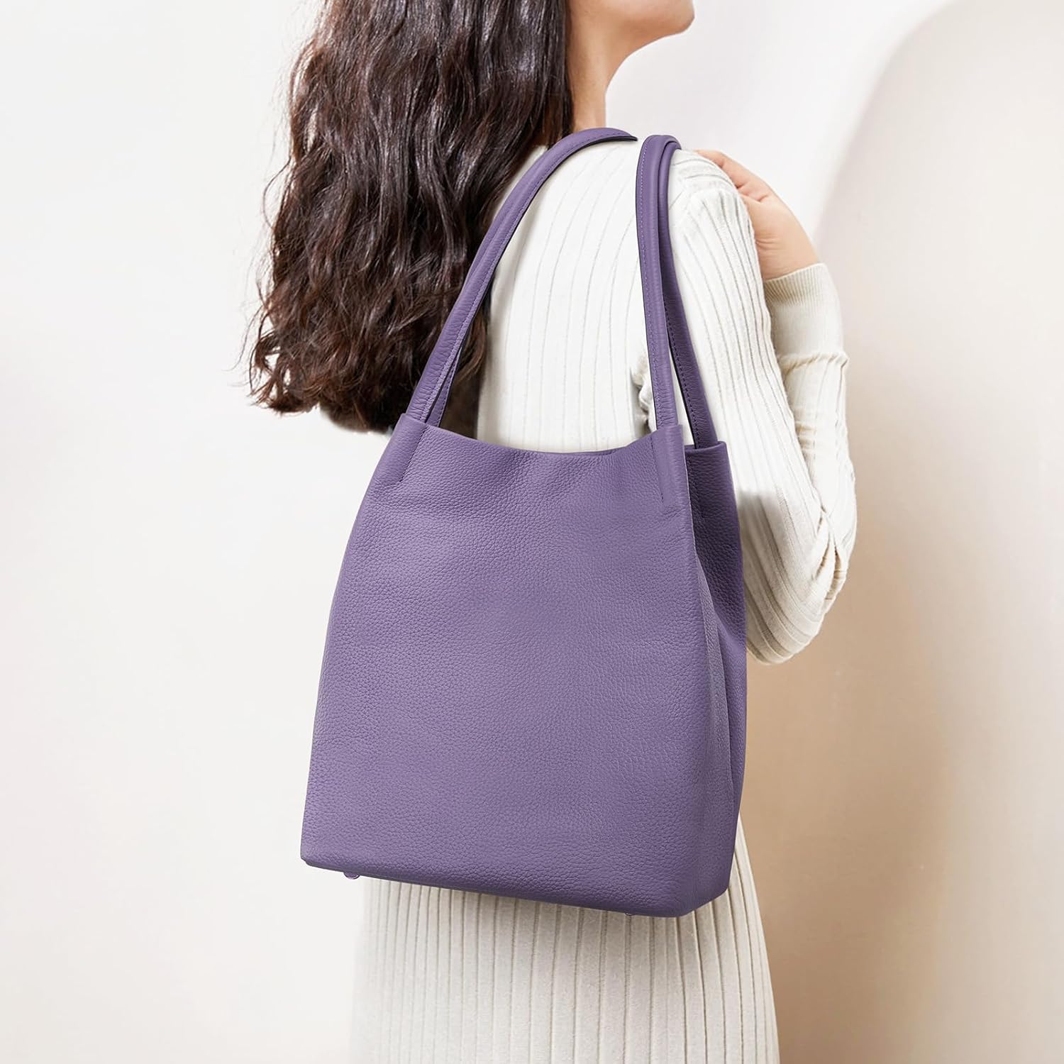 Women Soft Genuine Leather Totes Shoulder Bag Purses and Handbags with Top Magnetic Snap Closure