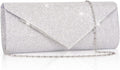 Clutch Purses for Women, Sparkling Envelope Evening Bag with Detachable 2 Pcs Chain