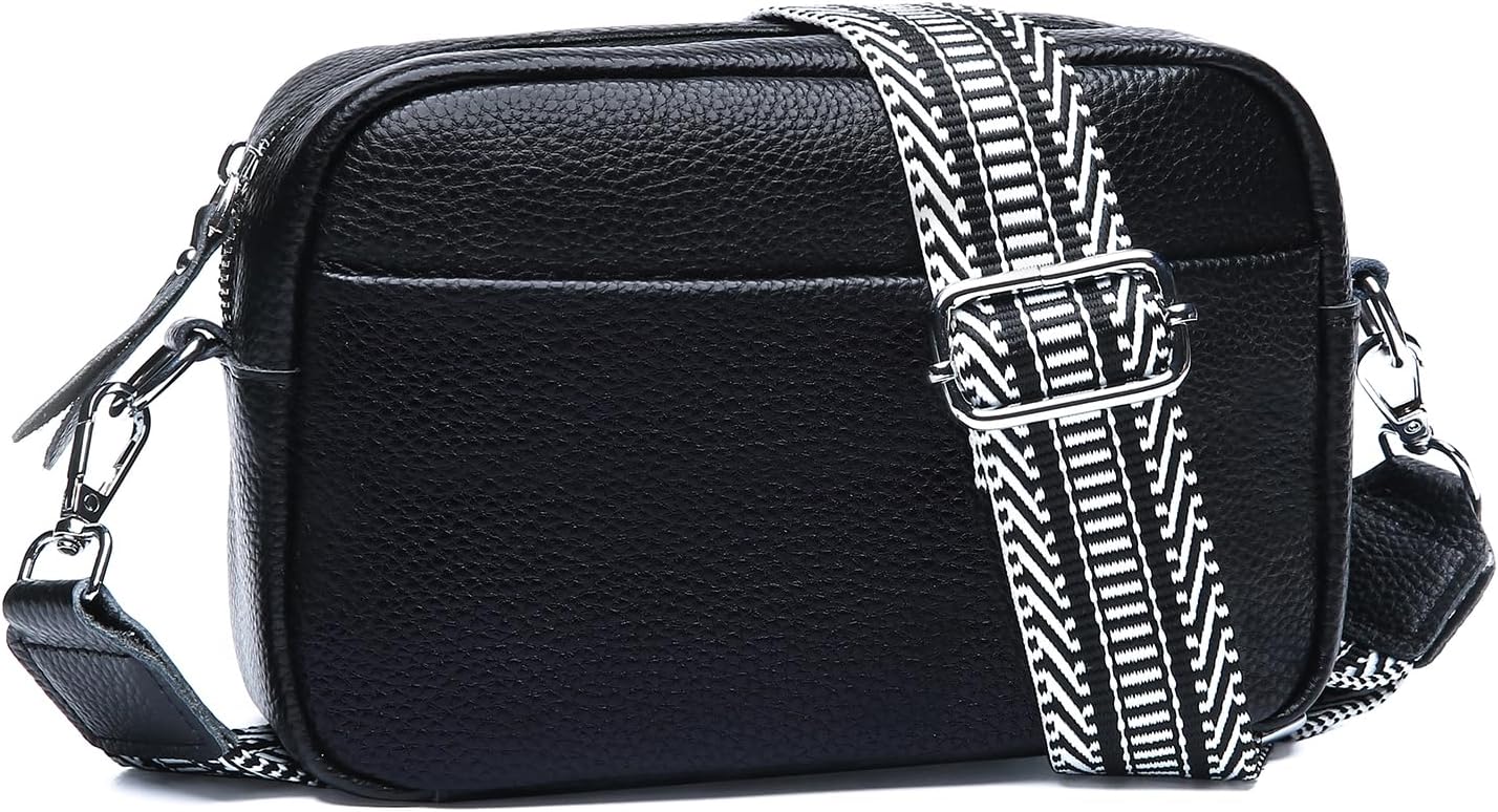 SmallBags for Women Genuine Leather, Guitar Strap Shoulder Handbag Purse Camera Bag with  Card Slots