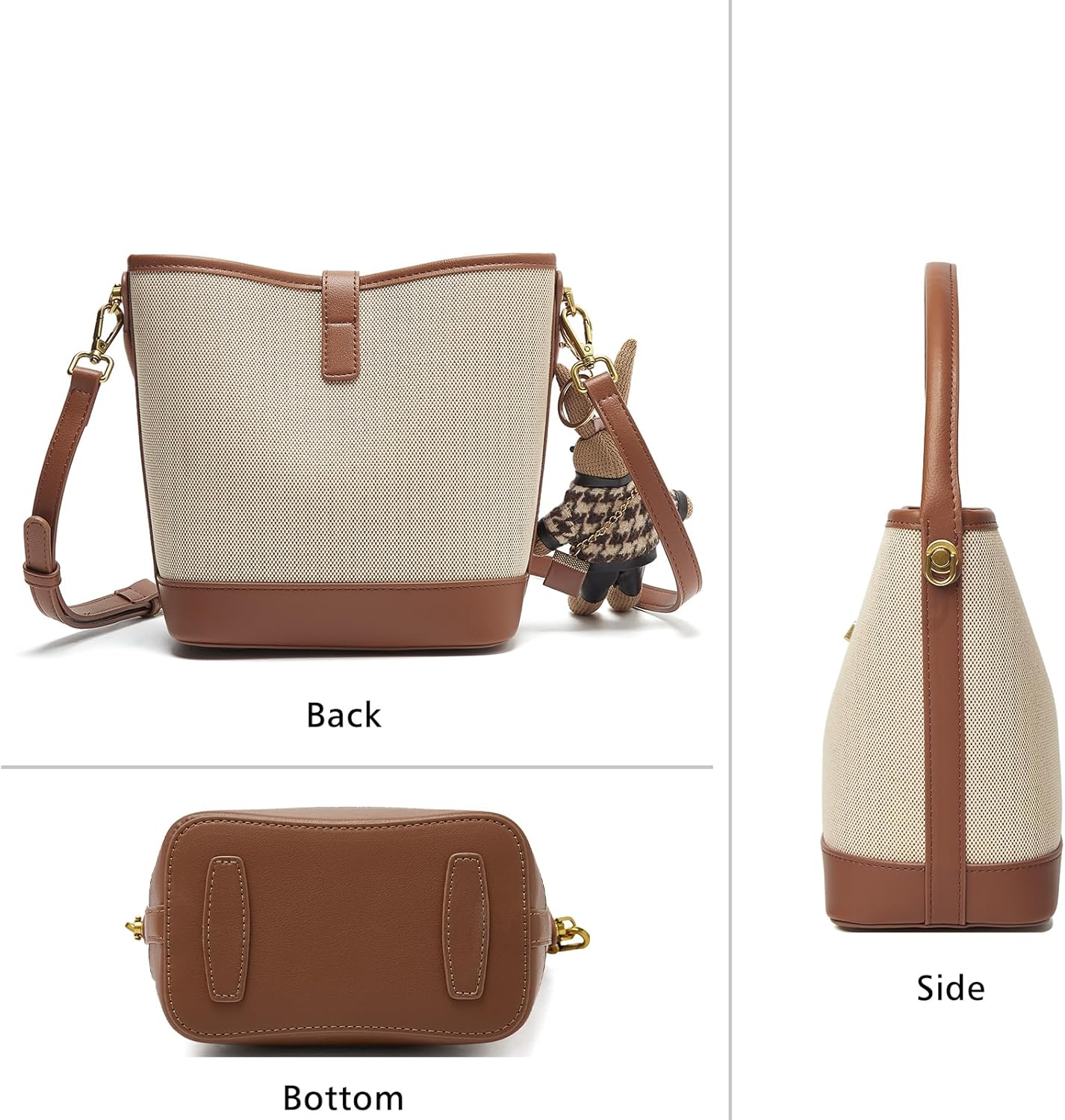 Small Fabric Bucket Top-handle Crossbody Bag for Women Satchel Trendy Handbags Canvas