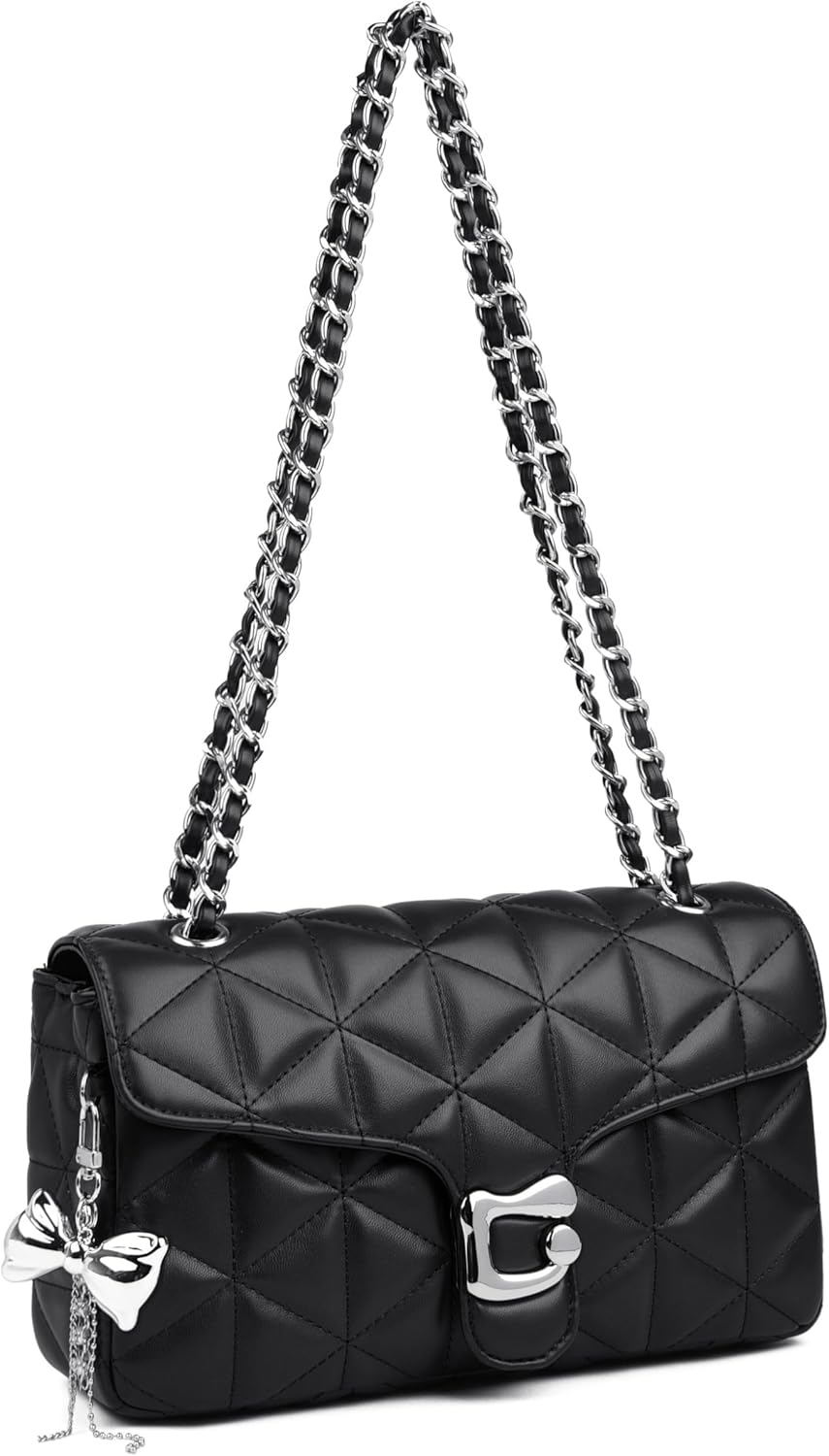 Women's Quilted Crossbody | Small Leather Crossbody & Shoulder Bag | Cambridge Satchel | Designer-Style Evening Chain Bag