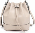 Leather Bucket Bags and Drawstring Crossbody Purse for Women Medium Tote and Hobo Handbags with 2 Shouder Straps