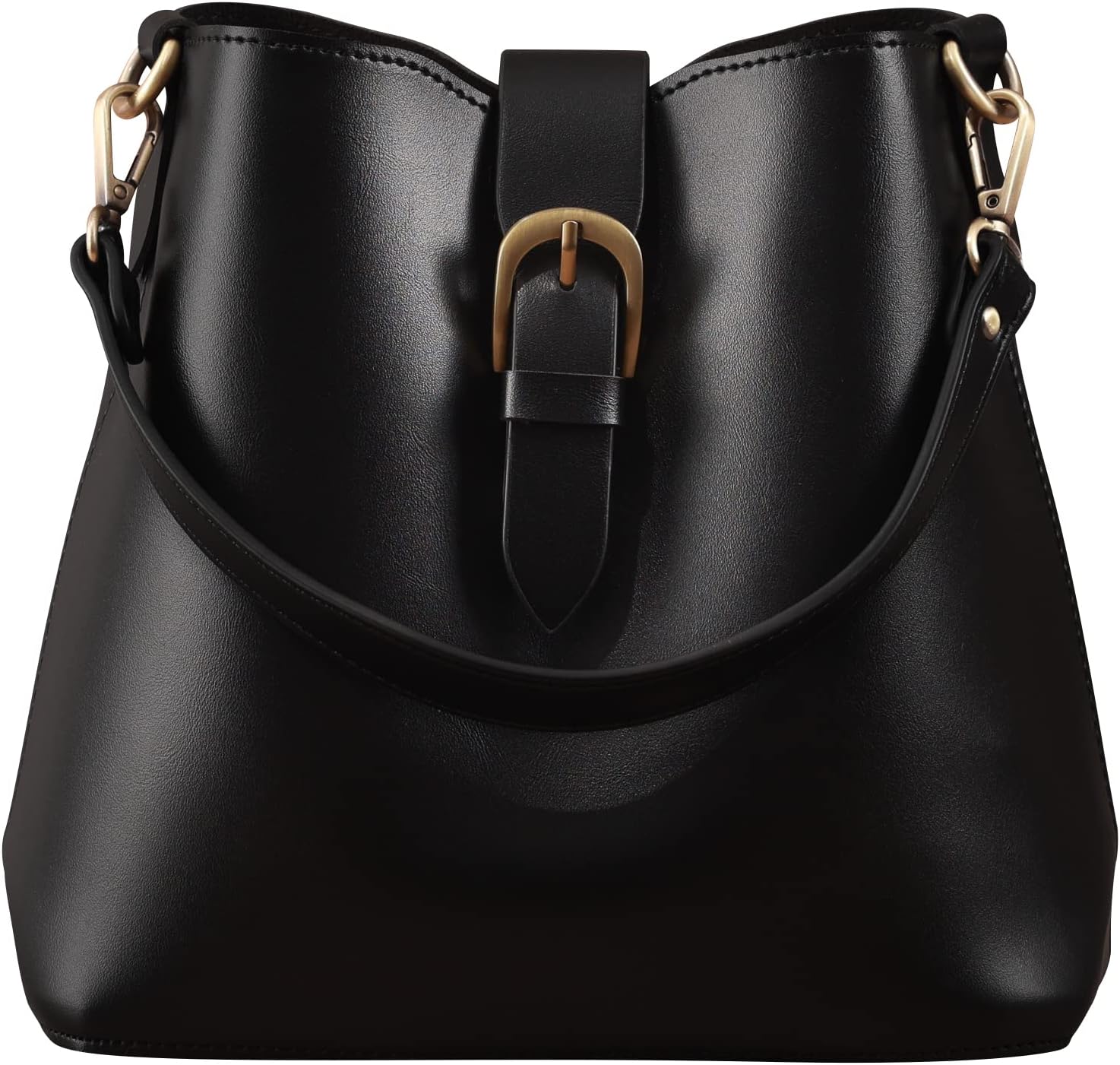 Bucket Vegan Leather Bag For Women Hobo Retro Faux Casual Purse Classic Vintage Simple Shoulder Handbag