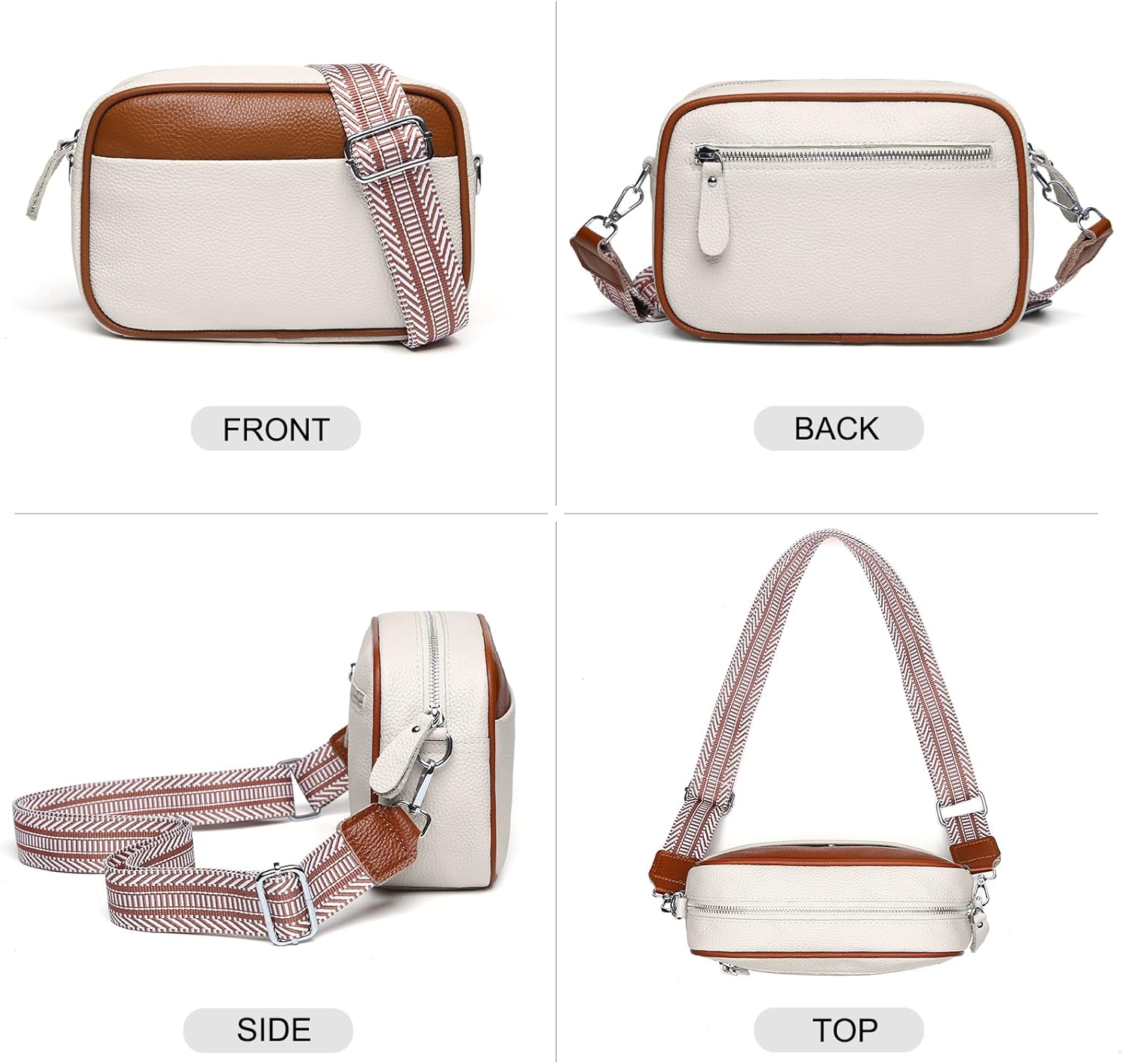 SmallBags for Women Genuine Leather, Guitar Strap Shoulder Handbag Purse Camera Bag with  Card Slots