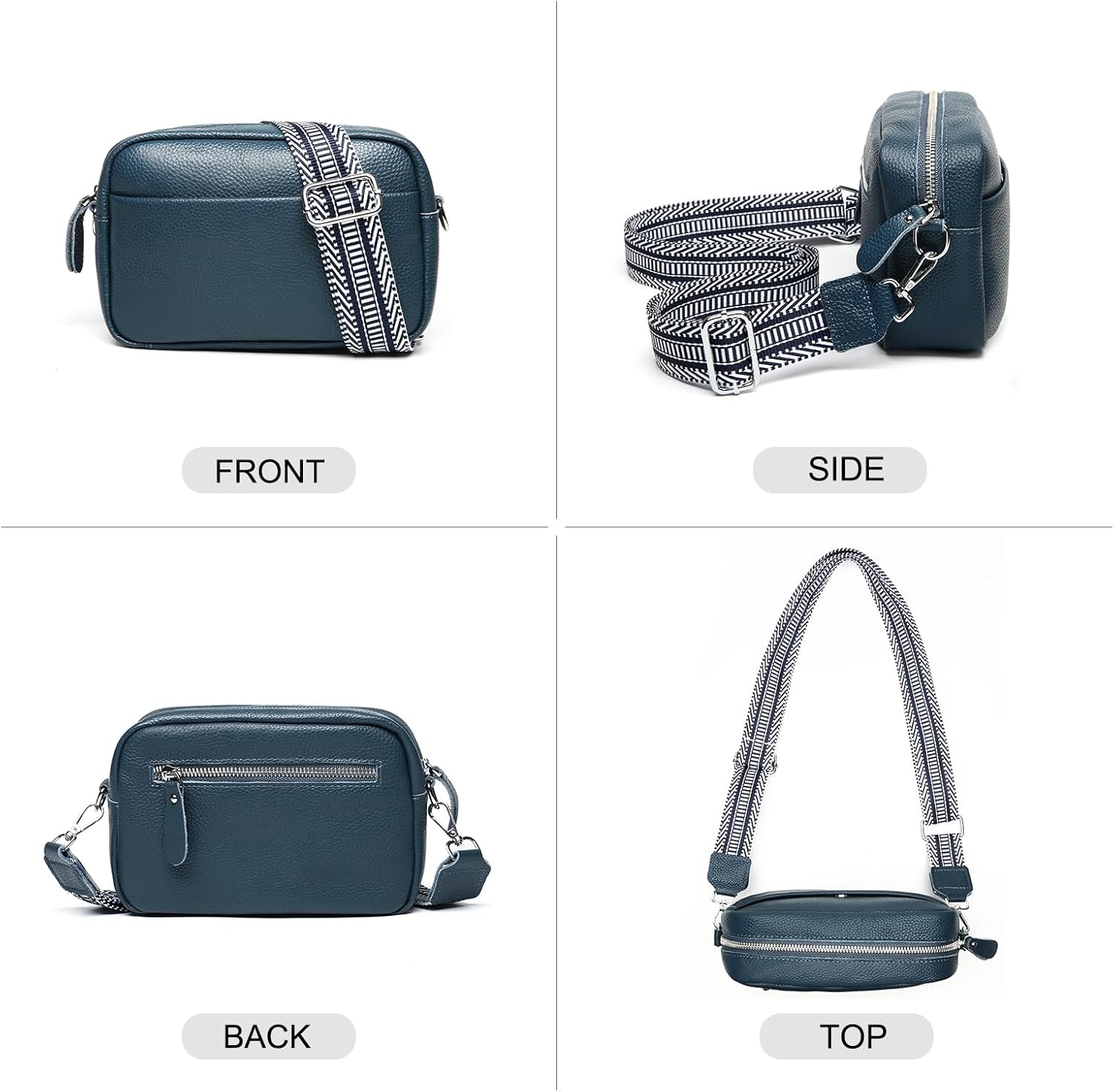 SmallBags for Women Genuine Leather, Guitar Strap Shoulder Handbag Purse Camera Bag with  Card Slots