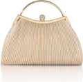 Evening Bag for Women Sparkly Handbag with Chain, Women's Shoulder Bag Pleated Clutch Purse for Wedding, Prom, Party