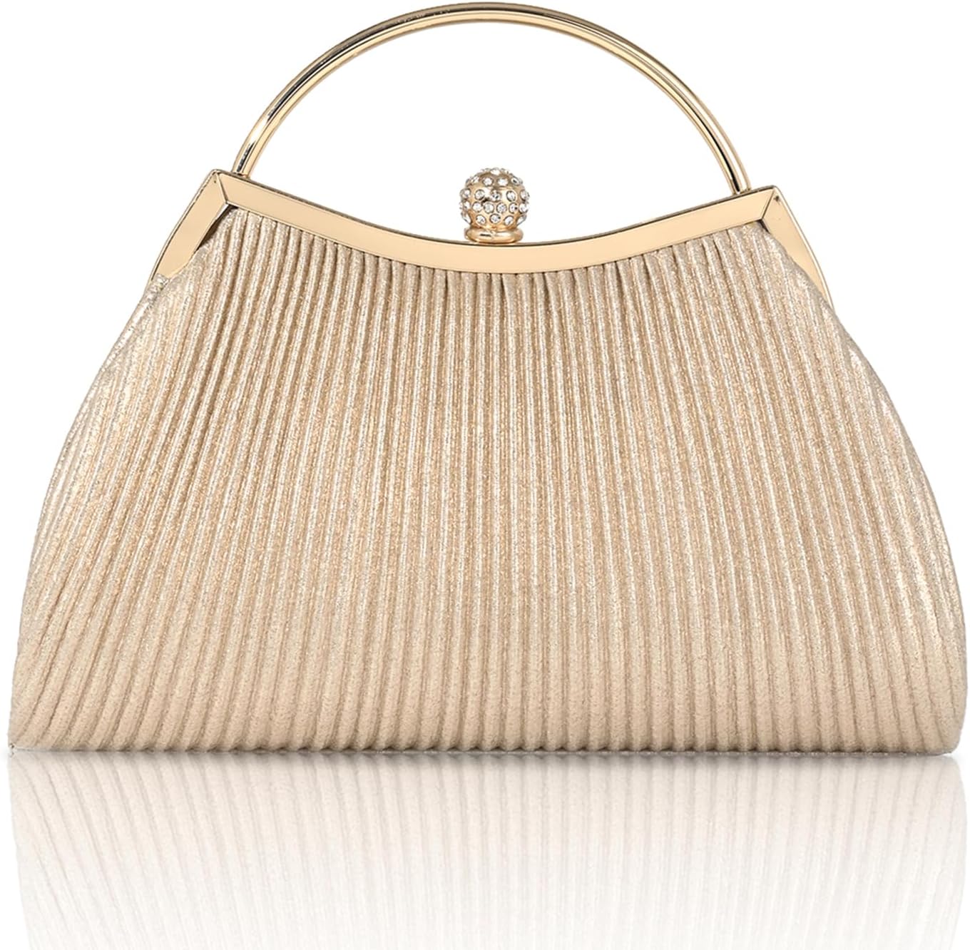 Evening Bag for Women Sparkly Handbag with Chain, Women's Shoulder Bag Pleated Clutch Purse for Wedding, Prom, Party