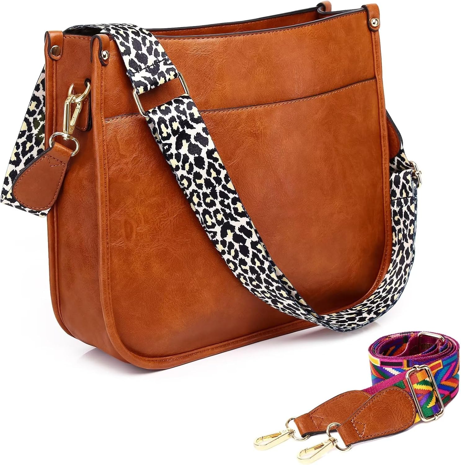 Vegan LeatherBags for Women,Purse with Guitar Strap Zipped Pockets Handbag Shoulder Bag