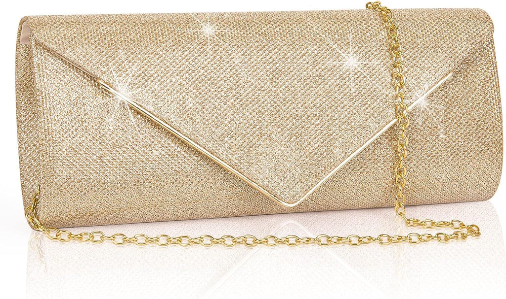 Clutch Purses for Women, Sparkling Envelope Evening Bag with Detachable 2 Pcs Chain
