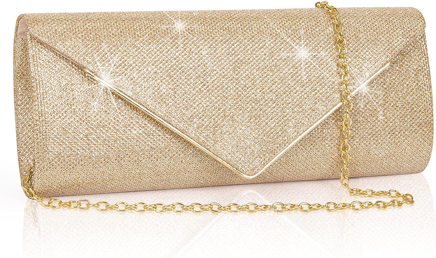Clutch Purses for Women, Sparkling Envelope Evening Bag with Detachable 2 Pcs Chain