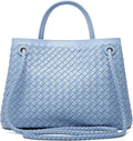 Woven Bag for Women Shoulder Purse: Vegan Leather Handbag - Handmade Tote Bag - Elegant Satchel Bag with Bowknot
