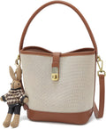 Small Fabric Bucket Top-handle Crossbody Bag for Women Satchel Trendy Handbags Canvas