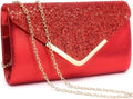 Women Evening Bags Formal Clutch Purses for Wedding Party Prom Handbags with Shoulder Strap and Glitter Flap