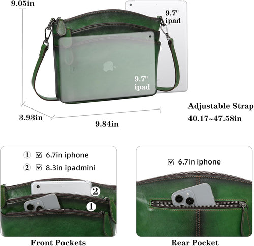 Bags for Women Genuine Leather Purses with Multi-Pockets Vintage Ladies Small Shoulder Satchel Bag