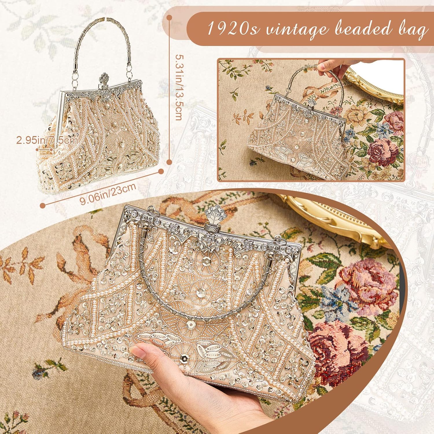 s Vintage Beaded Clutch Evening Bag for Women Formal s Womens Accessories Flapper Clutch for Wedding Party