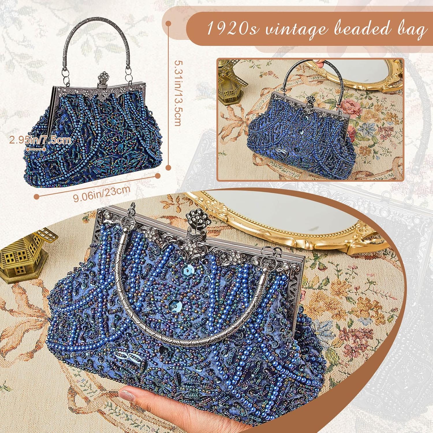 s Vintage Beaded Clutch Evening Bag for Women Formal s Womens Accessories Flapper Clutch for Wedding Party